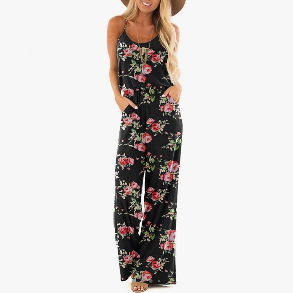Black floral jumpsuit